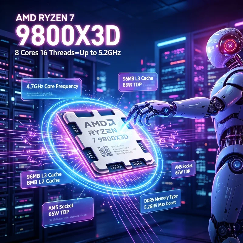 Amd Cpu Ryzen 7 - معالج AMD Ryzen 7 9800X3D لإنشاء