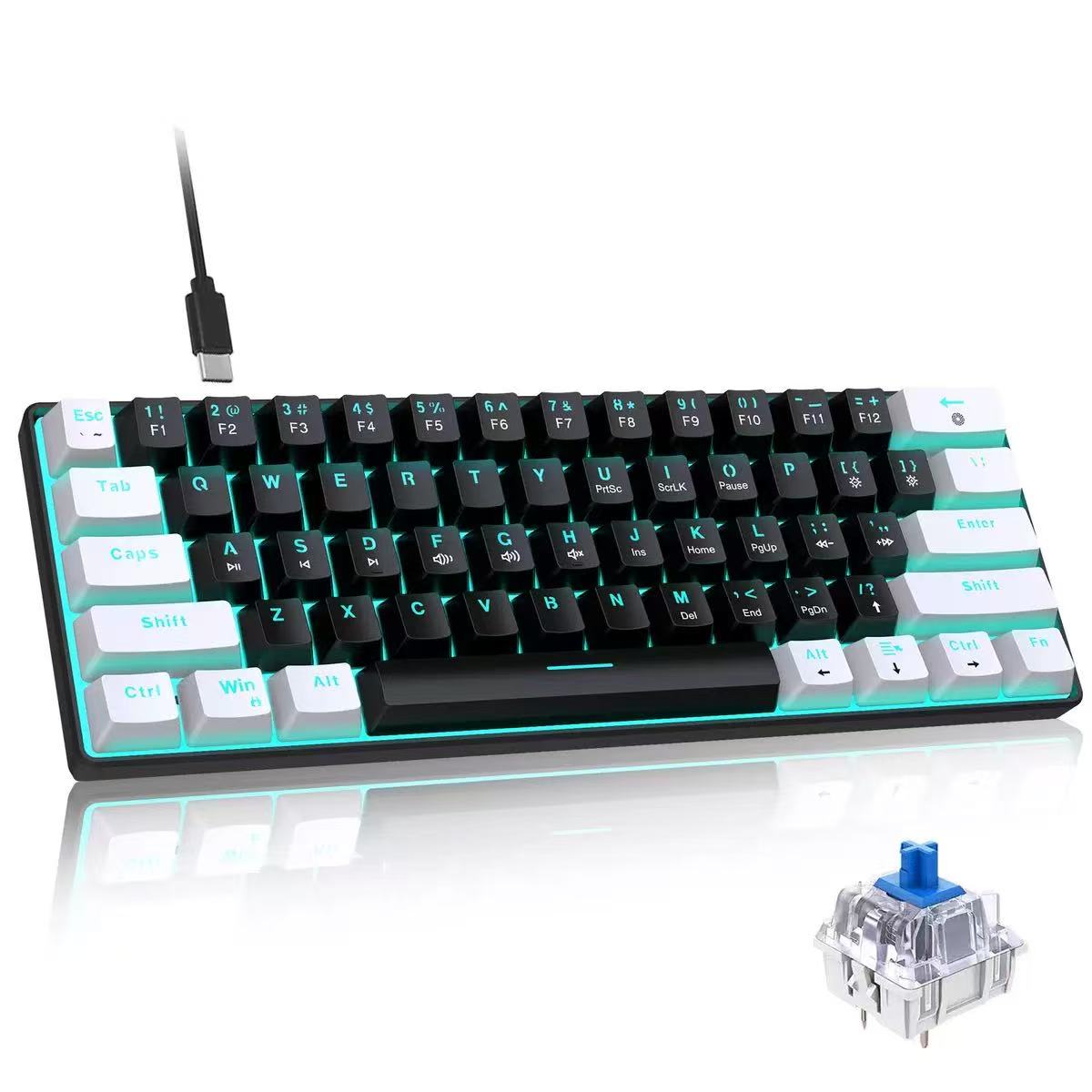 لوحة مفاتيح ميكانيكية بنسبة 60 - مراجعة Keyboard Gaming Blue Switch وسعره