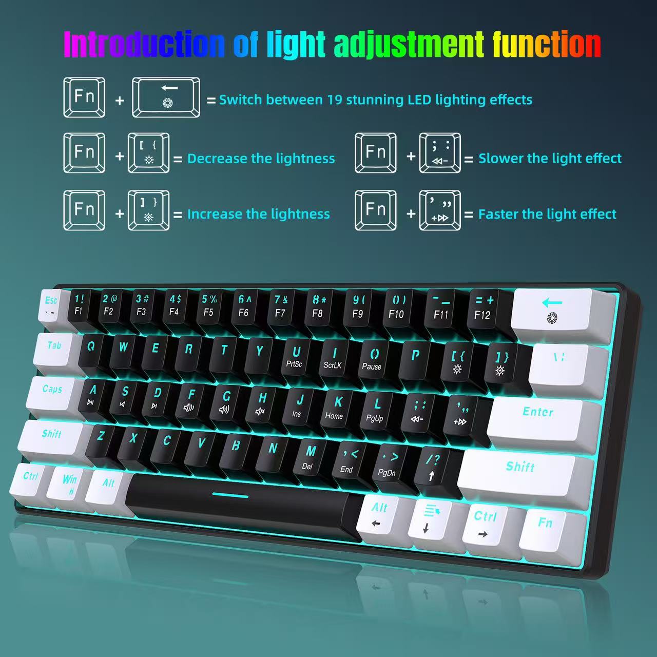 لوحة مفاتيح ميكانيكية بنسبة 60 - مراجعة Keyboard Gaming Blue Switch وسعره
