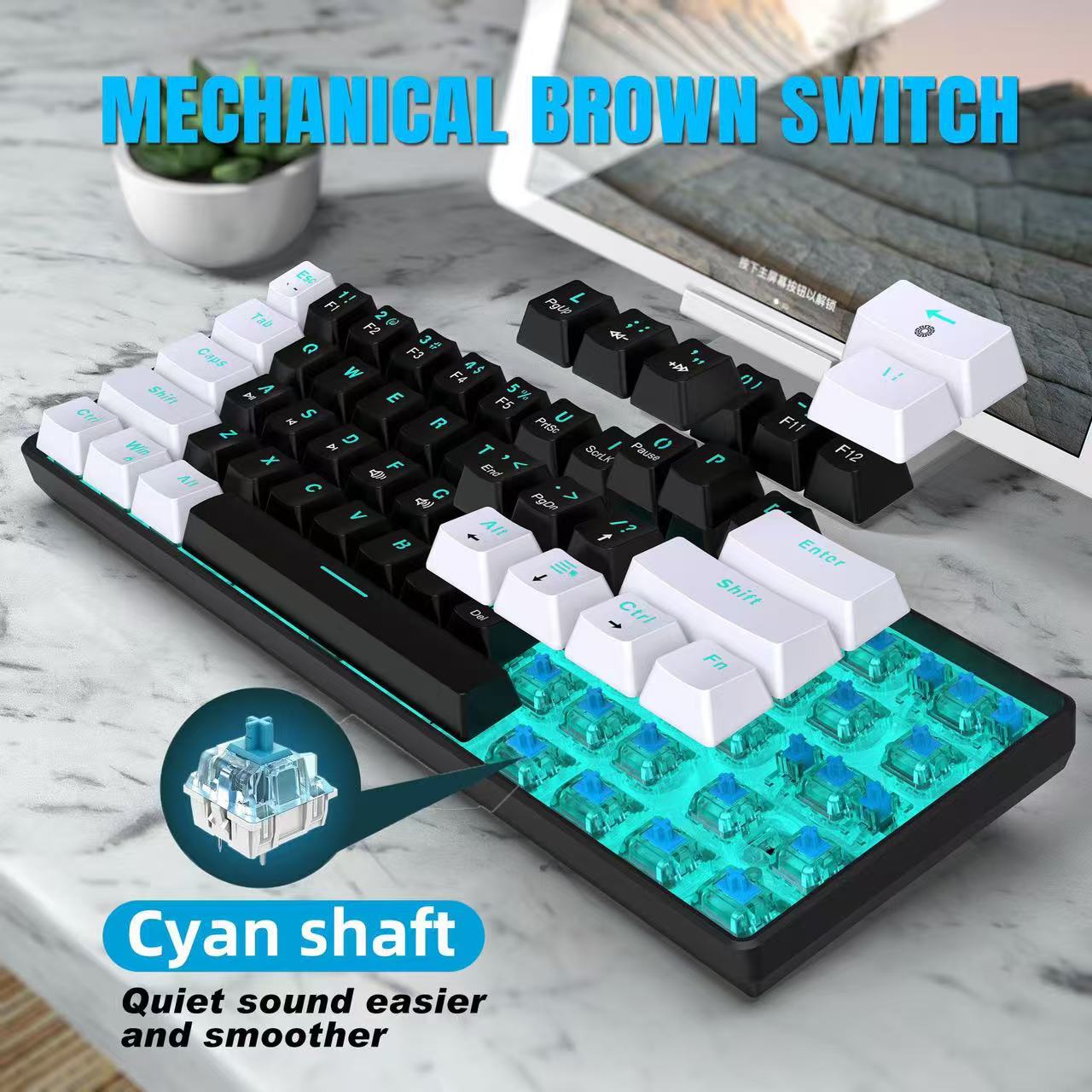 لوحة مفاتيح ميكانيكية بنسبة 60 - مراجعة Keyboard Gaming Blue Switch وسعره