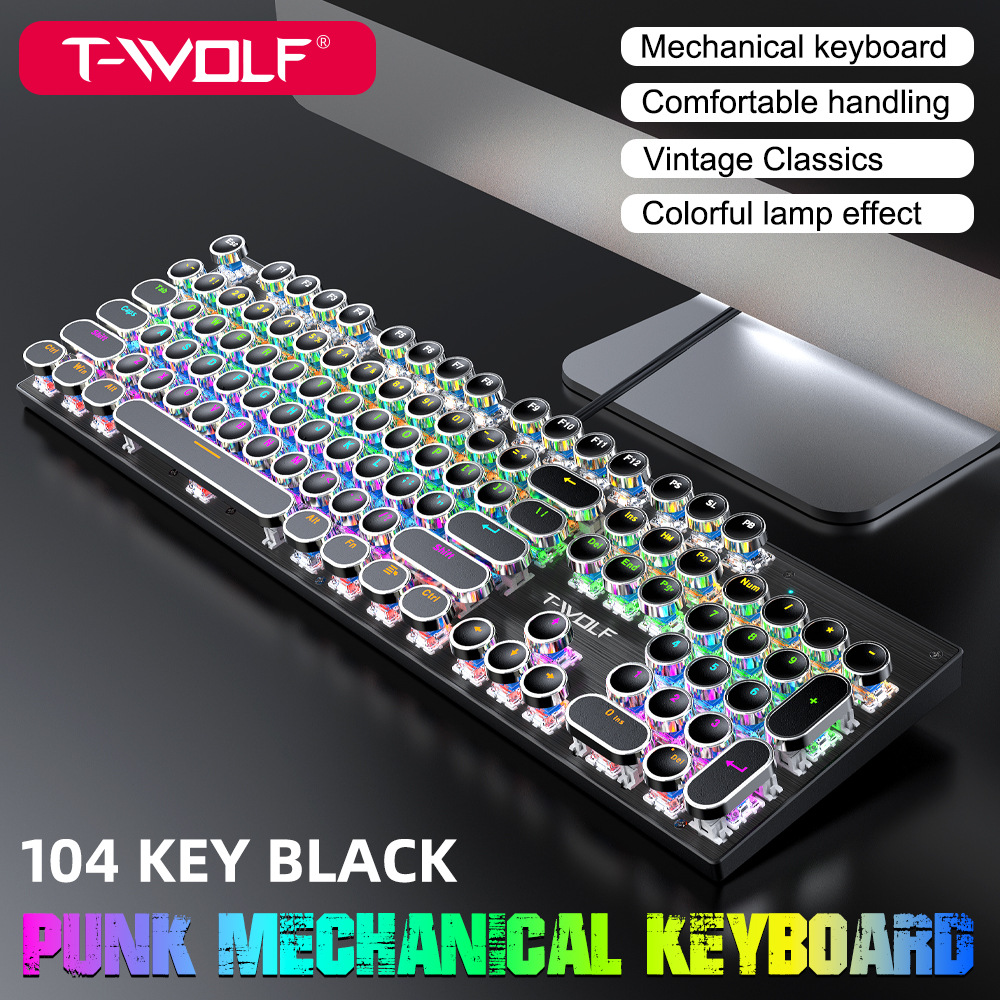 T75 ريترو فاسق لوحة المفاتيح ا - مراجعة Keyboard Gaming Blue Switch وسعره