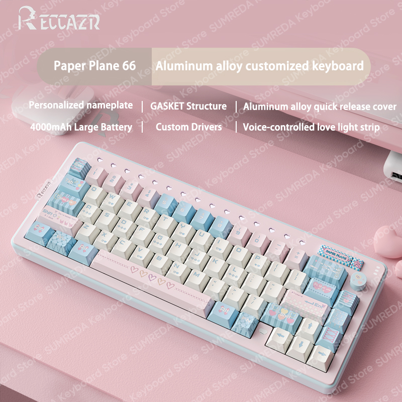 RECCAZR R66 Paper Plane66 مجمو - مراجعة Gaming Keyboard No Rgb وسعره