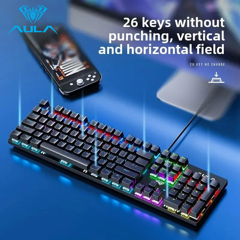 لوحة مفاتيح ألعاب سلكية AULA S - مراجعة Keyboard Gaming Blue Switch وسعره