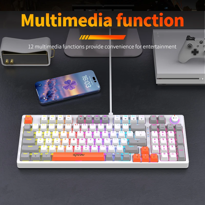 لوحة مفاتيح ألعاب سلكية GK98،  - مراجعة Keyboard Gaming Blue Switch وسعره