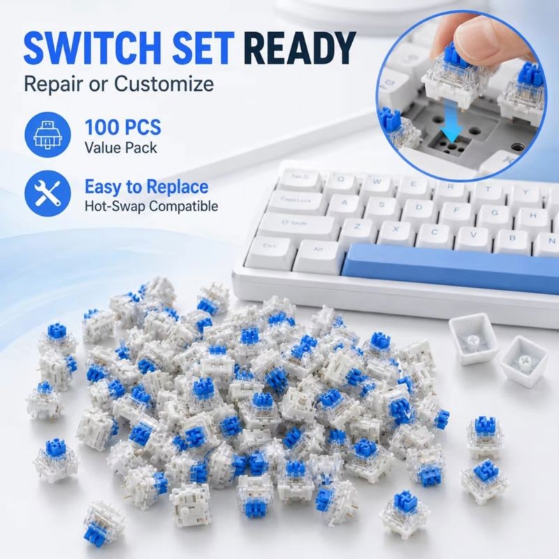 دي تي 21 100 قطعة من مفاتيح لو - مراجعة Keyboard Gaming Blue Switch وسعره